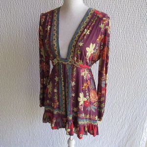 Free People Shirt Top Colorful 10 M tie Back